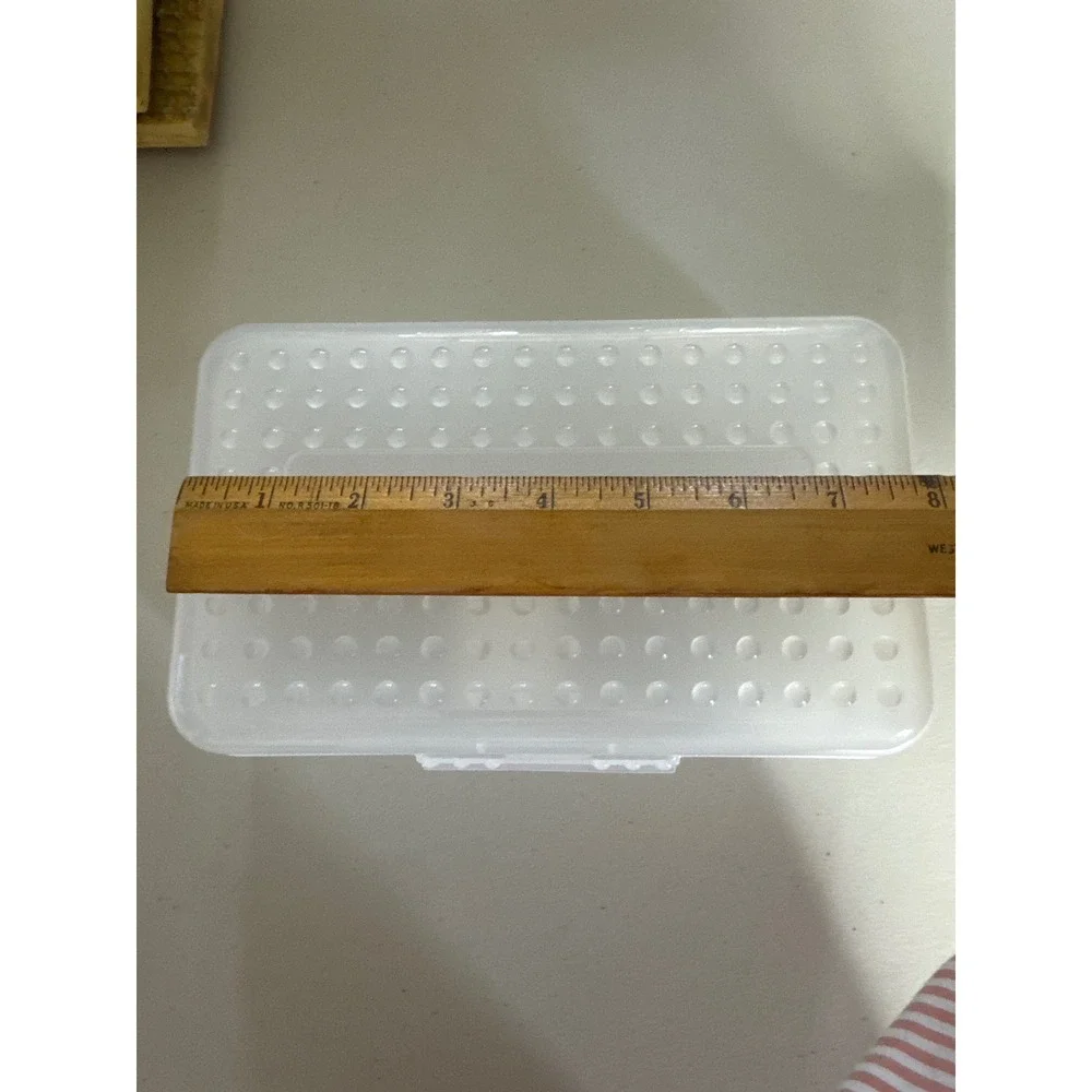 SpaceMaker Clear Frosted Plastic Pencil Box Raised Dot Lid 577070 USA Made